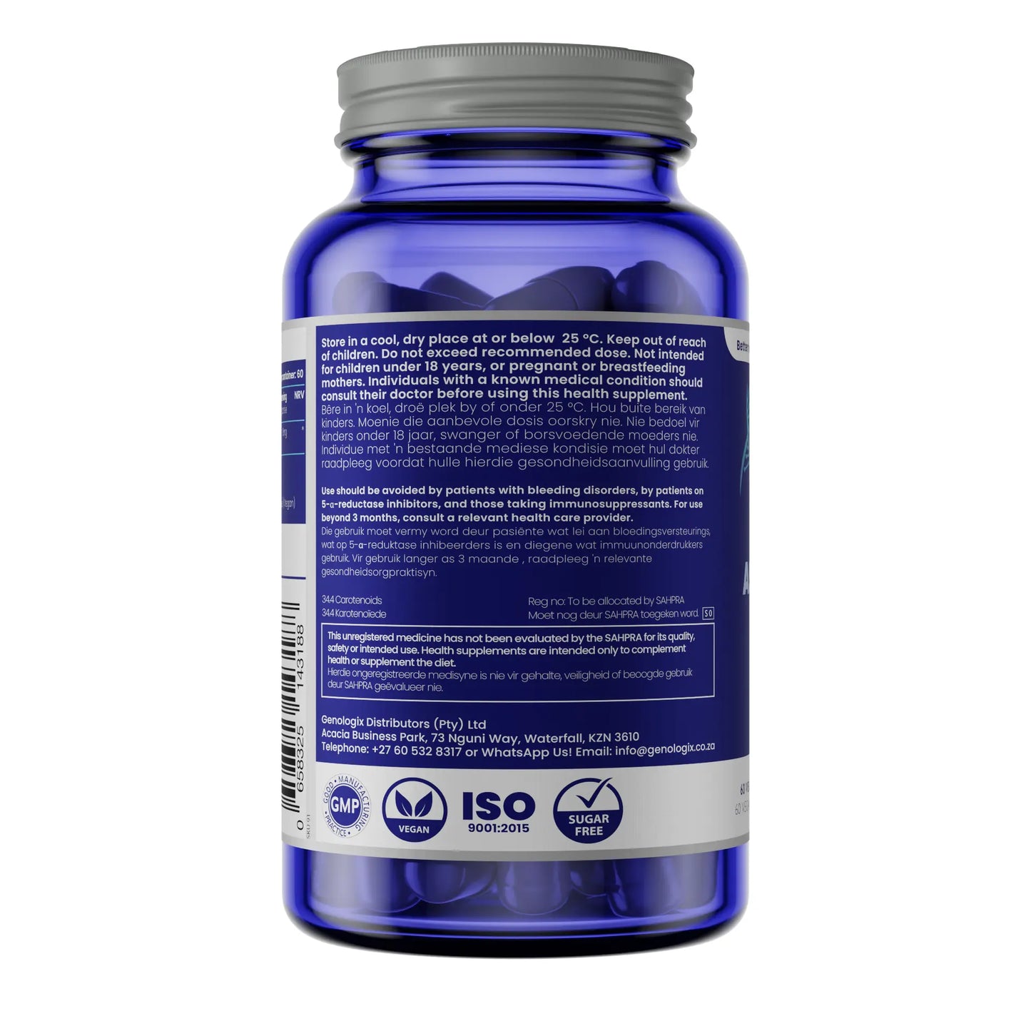 Astaxanthin - Cardiovascular & Antioxidant in blue glass bottle.