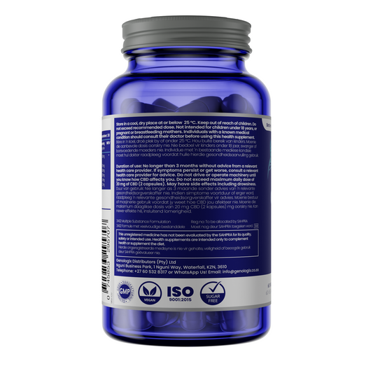 Description and ingredients of CBD Relief Complex stress and pain supplements.