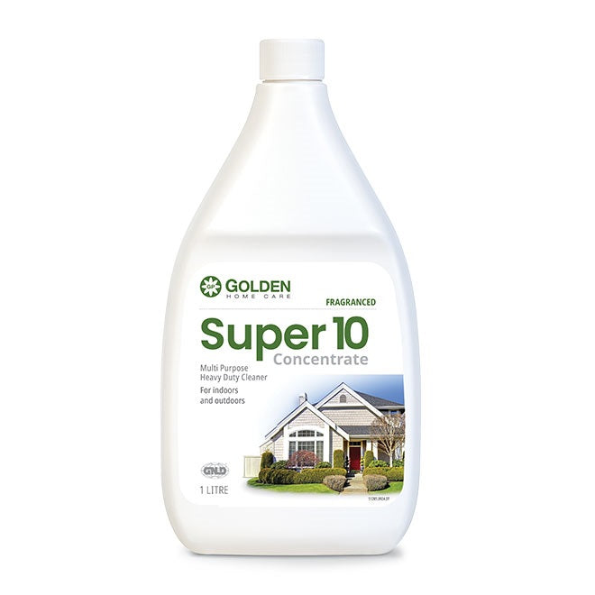 Bottle of Golden Super 10 Concentrate multi-purpose cleaner on a white background
