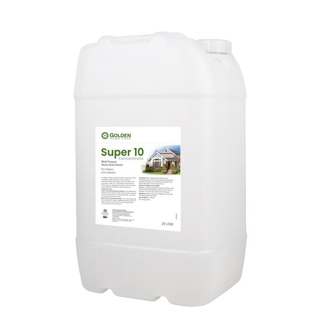 White container with a label for 'Super 10' product on a white background