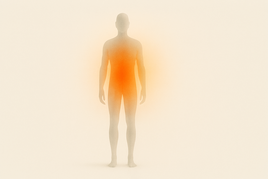 AI generated image of a featureless human glowing from internal heat.