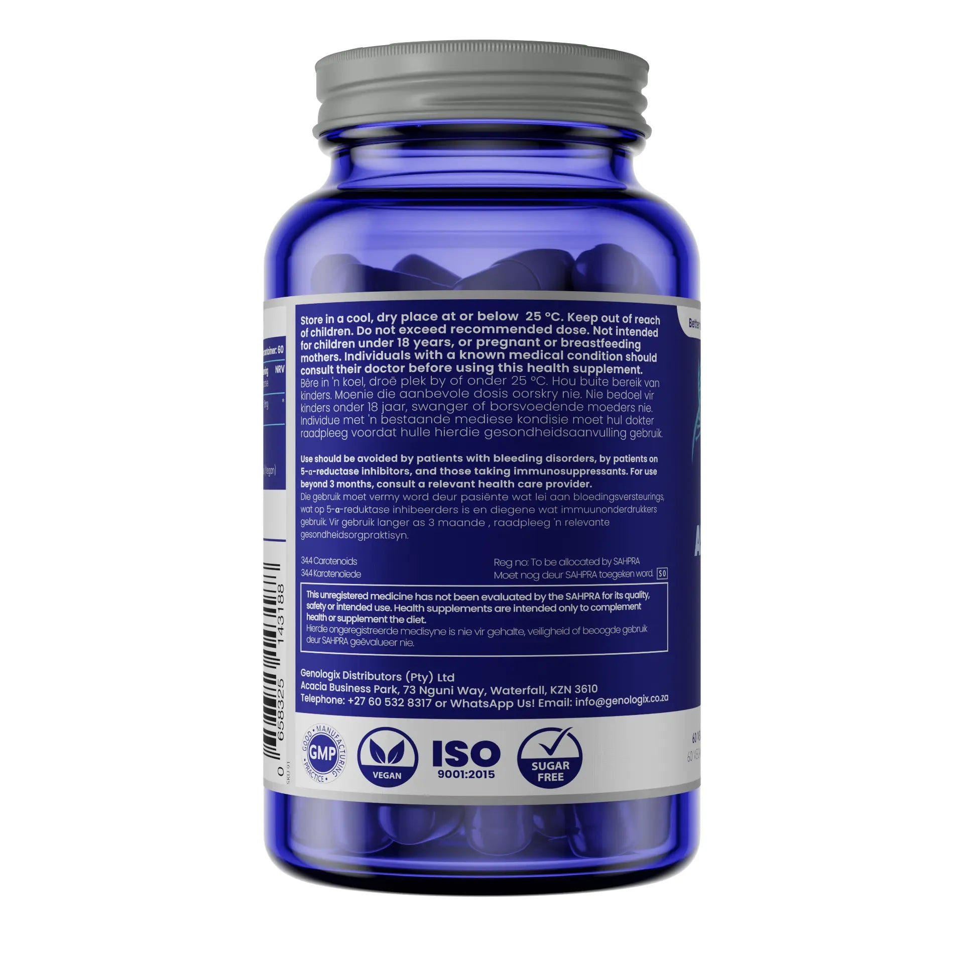 Astaxanthin - Cardiovascular & Antioxidant in blue glass bottle.