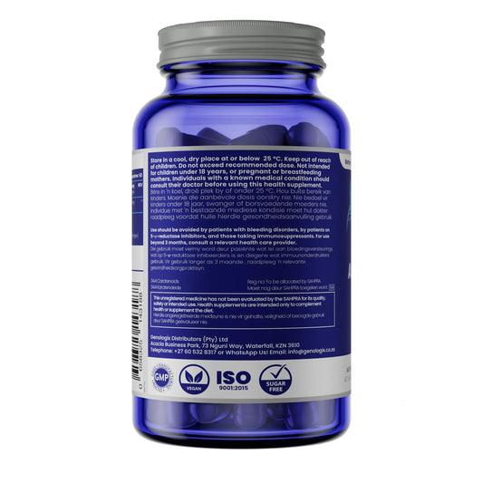 Astaxanthin - Cardiovascular & Antioxidant in blue glass bottle.