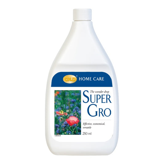 Super Gro home care product bottle on a white background