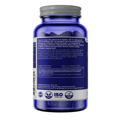 Supplement details and ingredients of Lions Mane Mushroom 1000mg supplement capsules.