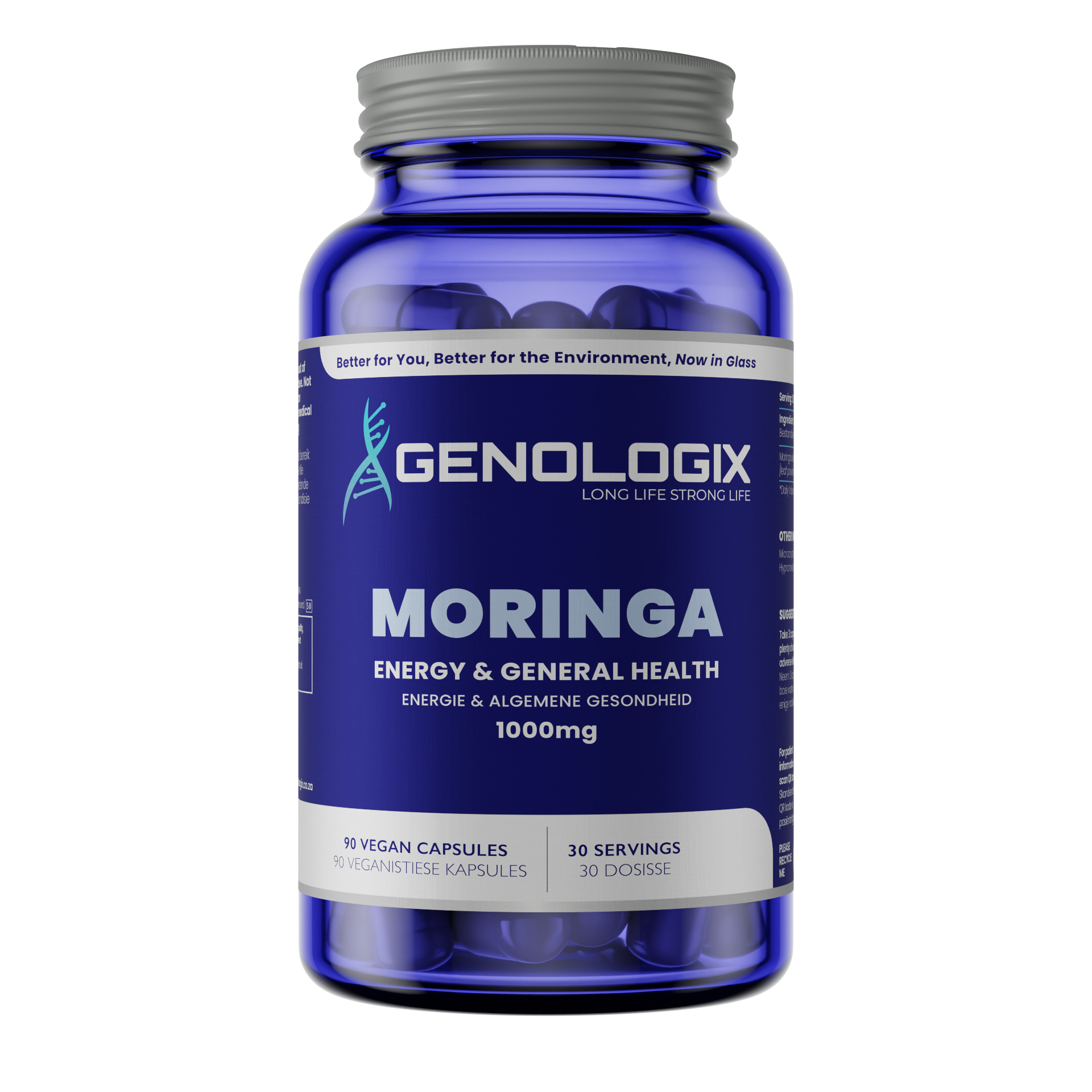 Moringa Oelifera 1000mg capsules assist energy and general health.