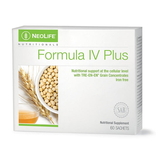 Neolife Formula IV Plus nutritional supplement packaging on a white background
