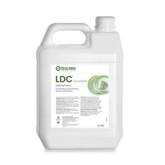 Bottle of Golden Clean LDC Concentrate on a white background