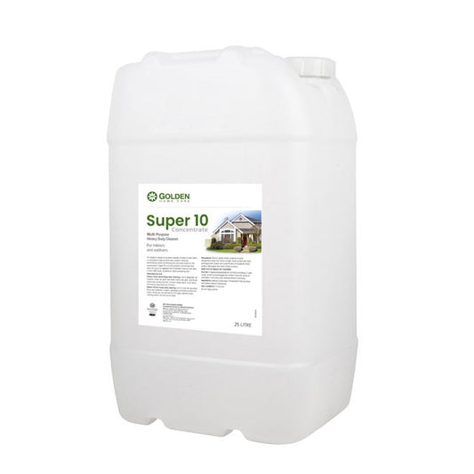 White container with a label for 'Super 10' product on a white background