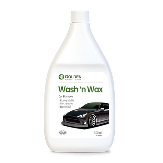 Bottle of Golden Wash 'n Wax car shampoo on a white background