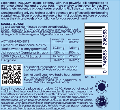 Description and ingredients of He | Him potency sexual enhancer tablets.