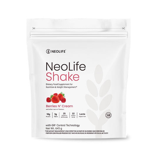 NeoLife Shake package for nutrition and weight management on a white background
